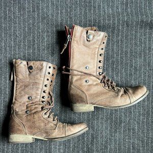 Steve Madden brown leather combat boots